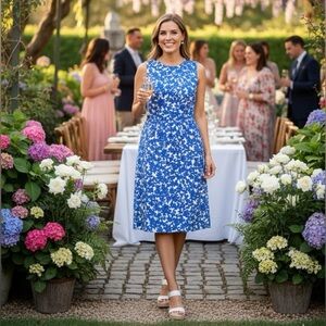 Michael Kors Collection Dress Italian Fabric blue floral